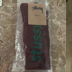 Stussy Helvetica Crew Socks Wine/Forest size 8-13